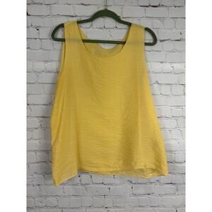 Cut Loose Tank Top Womens L Yellow Sleeveless Round Neck Lightweight Laganlook